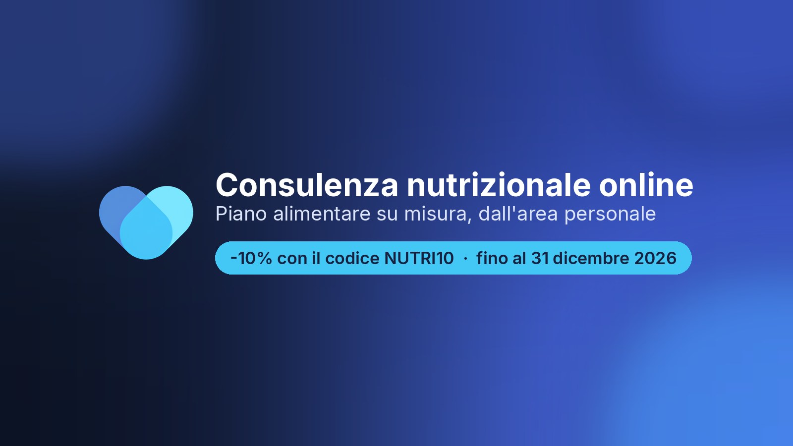 Consulenza nutrizionale online: il piano alimentare arriva nell'area personale, con il 10% di sconto fino al 31 dicembre